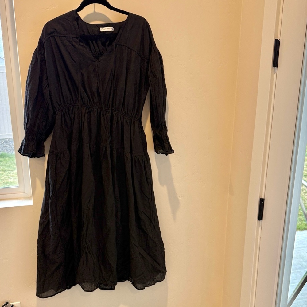 Mod Ref Black Long Sleeve Cotton Dress Large